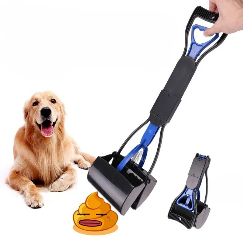 Dog Pooper Scooper – Long Handle Foldable Pet Waste Pickup Tool with Jaw Scoop for Outdoor Cleanup