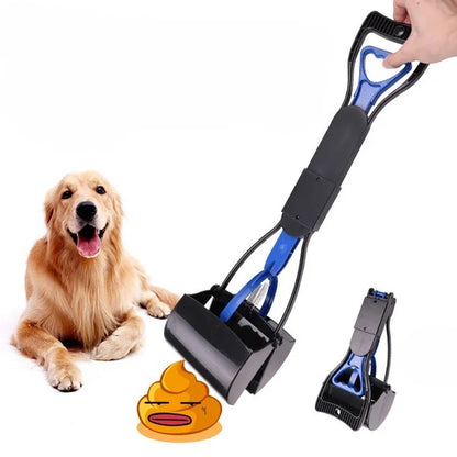 Dog Pooper Scooper – Long Handle Foldable Pet Waste Pickup Tool with Jaw Scoop for Outdoor Cleanup