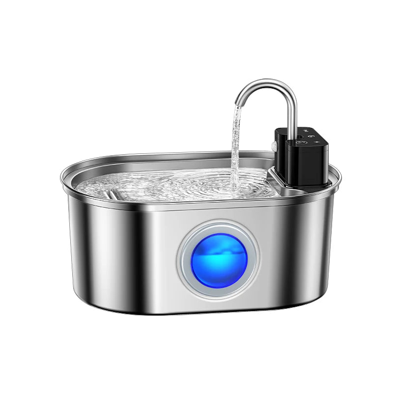 ROJECO 3.2L Stainless Steel Pet Water Fountain – Wireless Sensor Smart Automatic Pet Water Dispenser with 4000mAh Rechargeable Battery