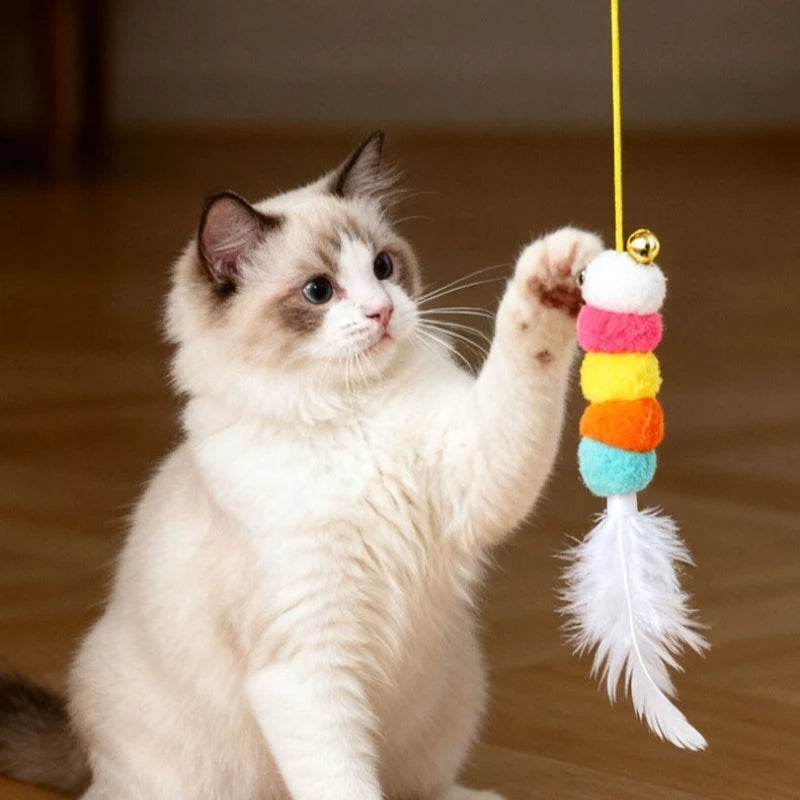Electric Interactive Cat Toy – Auto Swing Feather Toy with Dual Ropes for Self-Play, Exercise & Indoor Fun