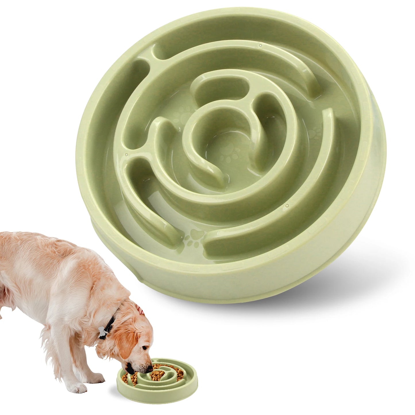 Slow Feeder Dog and Cat Bowl – Non-Slip Anti-Gulping Feeding Dish for Large, Medium & Small Dogs, Puppies and Cats