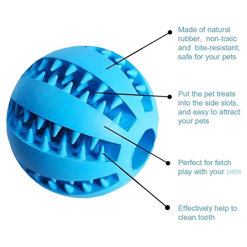 Interactive Dog Treat Ball – Rubber Chew Toy, Tooth Cleaning Ball & Food Dispenser for Dogs and Pets