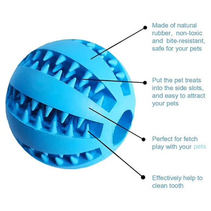 Interactive Dog Treat Ball – Rubber Chew Toy, Tooth Cleaning Ball & Food Dispenser for Dogs and Pets