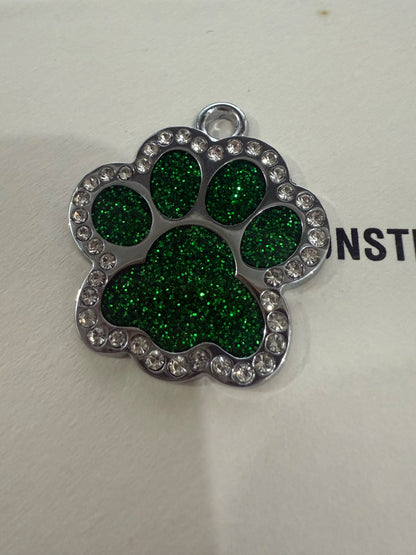 Personalized Pet Name Tag – Engraved Paw Print Collar Pendant for Dogs & Cats