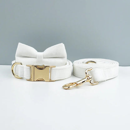 Custom Engraved Velvet Dog Collar and Leash Set – Personalized for Medium & Large Dogs