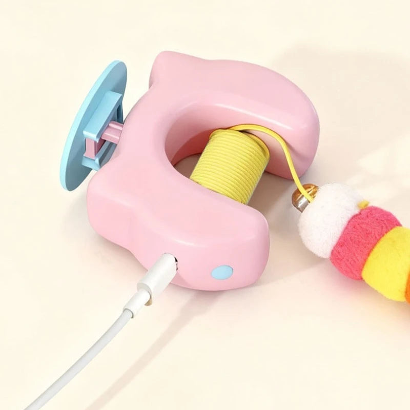 Electric Interactive Cat Toy – Auto Swing Feather Toy with Dual Ropes for Self-Play, Exercise & Indoor Fun