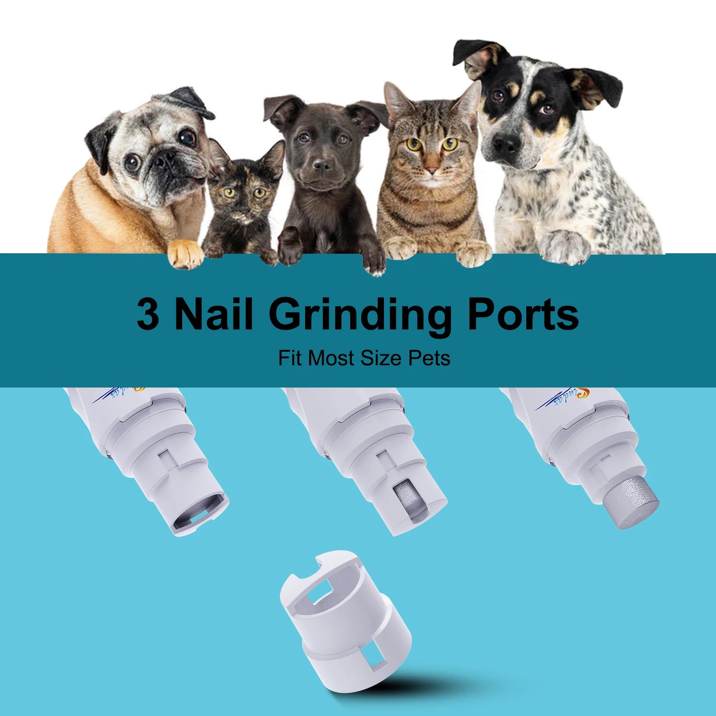 USB Rechargeable Dog Nail Grinder – Quiet 2-Speed Electric Pet Nail Trimmer for Dogs & Cats