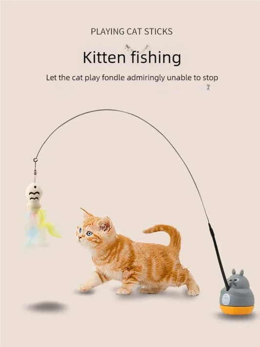 Interactive Feather Cat Wand Toy – Flexible Steel Wire Teaser Stick for Cats & Kittens, Hunting, Exercise & Indoor Play