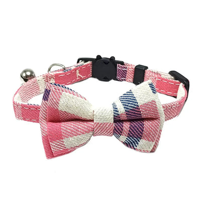 Plaid Breakaway Cat Collar with Bow Tie & Bell – Adjustable Safety Collar for Cats and Kittens