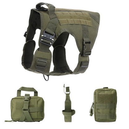 Tactical Dog Harness – Heavy-Duty Adjustable No-Pull Service Vest with Control Handle for Training, Hunting & Walking Large Breed Dogs