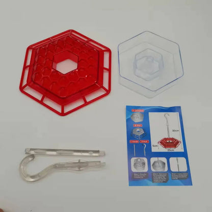 Red Hexagon Hummingbird Feeder with Hanging Hook – Outdoor Nectar Feeder for Garden Birds