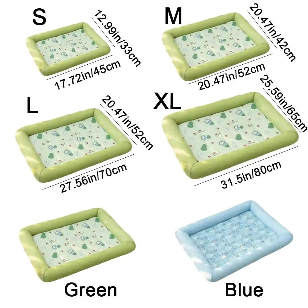 Square Pet Cooling Bed – Soft Breathable Non-Slip Washable Sleeping Pad for Dogs, Cats & Puppies, All-Season Comfort