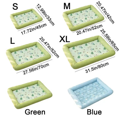 Square Pet Cooling Bed – Soft Breathable Non-Slip Washable Sleeping Pad for Dogs, Cats & Puppies, All-Season Comfort