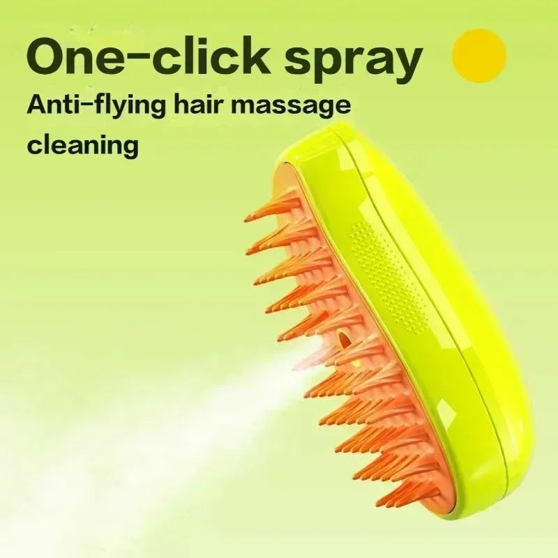 3-in-1 Pet Steam Brush – Electric Spray Grooming, Deshedding & Massage Comb for Cats and Dogs