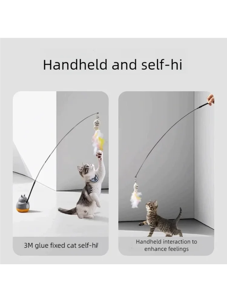 Interactive Feather Cat Wand Toy – Flexible Steel Wire Teaser Stick for Cats & Kittens, Hunting, Exercise & Indoor Play