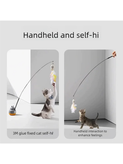 Interactive Feather Cat Wand Toy – Flexible Steel Wire Teaser Stick for Cats & Kittens, Hunting, Exercise & Indoor Play