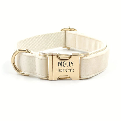 Custom Engraved Velvet Dog Collar – Personalized Name & Phone Number ID Collar
