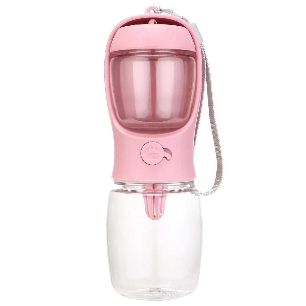 Portable Pet Water Bottle – Food Grade Travel Water Cup with Food Dispenser for Dogs, Cats & Puppies