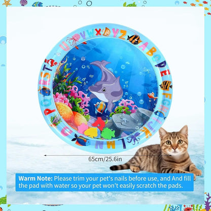 Pet Water Sensory Play Mat – Thickened Interactive Cooling Activity Pad for Cats & Dogs, Summer Indoor Play Toy