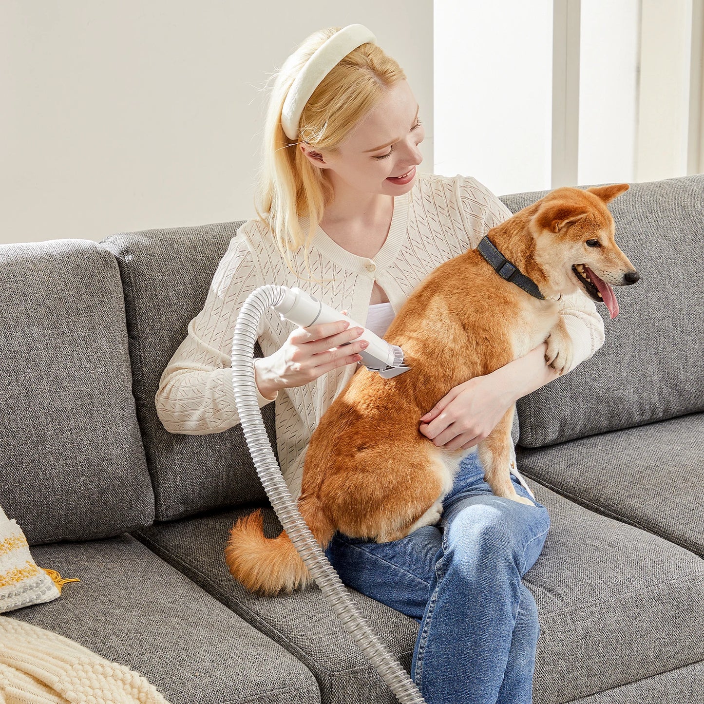 2.5L Professional Pet Grooming Vacuum Kit – 3 Suction Modes, 5 Grooming Tools & Cordless Low-Noise Clippers for Dogs & Cats