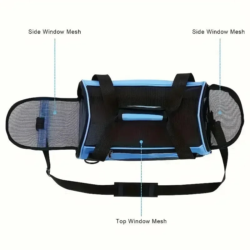 Portable Mesh Pet Carrier Bag – Breathable Foldable Travel Handbag for Cats & Small Dogs