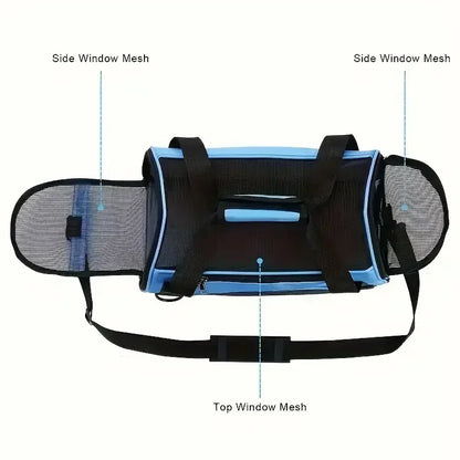 Portable Mesh Pet Carrier Bag – Breathable Foldable Travel Handbag for Cats & Small Dogs