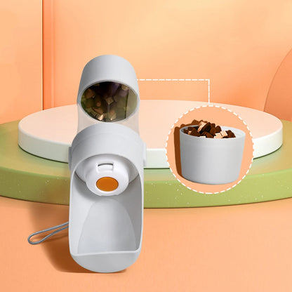 Portable Pet Water & Food Bottle – 2-in-1 Travel Feeder for Dogs & Cats with Storage Container