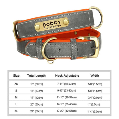 Custom Engraved Leather Dog Collar – Personalized Nameplate Collar for All Breeds