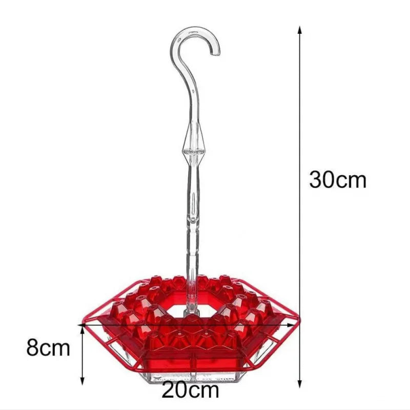 Red Hexagon Hummingbird Feeder with Hanging Hook – Outdoor Nectar Feeder for Garden Birds