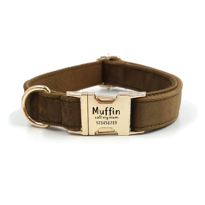 Custom Engraved Velvet Dog Collar – Personalized Name & Phone Number ID Collar