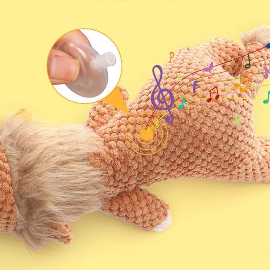 Bite-Resistant Plush Dog Toy – Squeaky Lion, Wolf & Elephant Pet Toy for Small & Medium Dogs