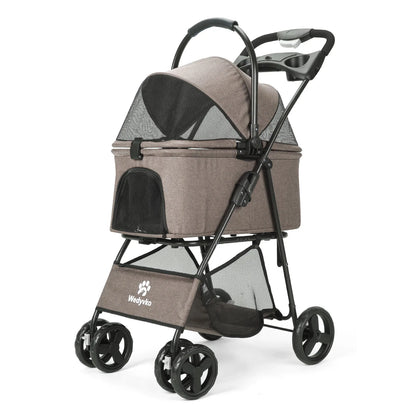 3-in-1 Pet Stroller with Removable Carrier – Foldable All-Terrain Stroller with Sunshade for Small & Medium Dogs and Cats