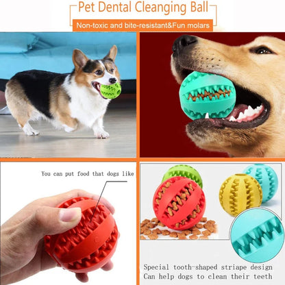 Interactive Dog Treat Ball – Rubber Chew Toy, Tooth Cleaning Ball & Food Dispenser for Dogs and Pets