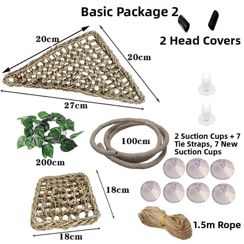 Rattan Reptile Vines Set – Climbing Vines with Suction Cups & Artificial Plants for Lizard, Gecko & Chameleon Terrariums