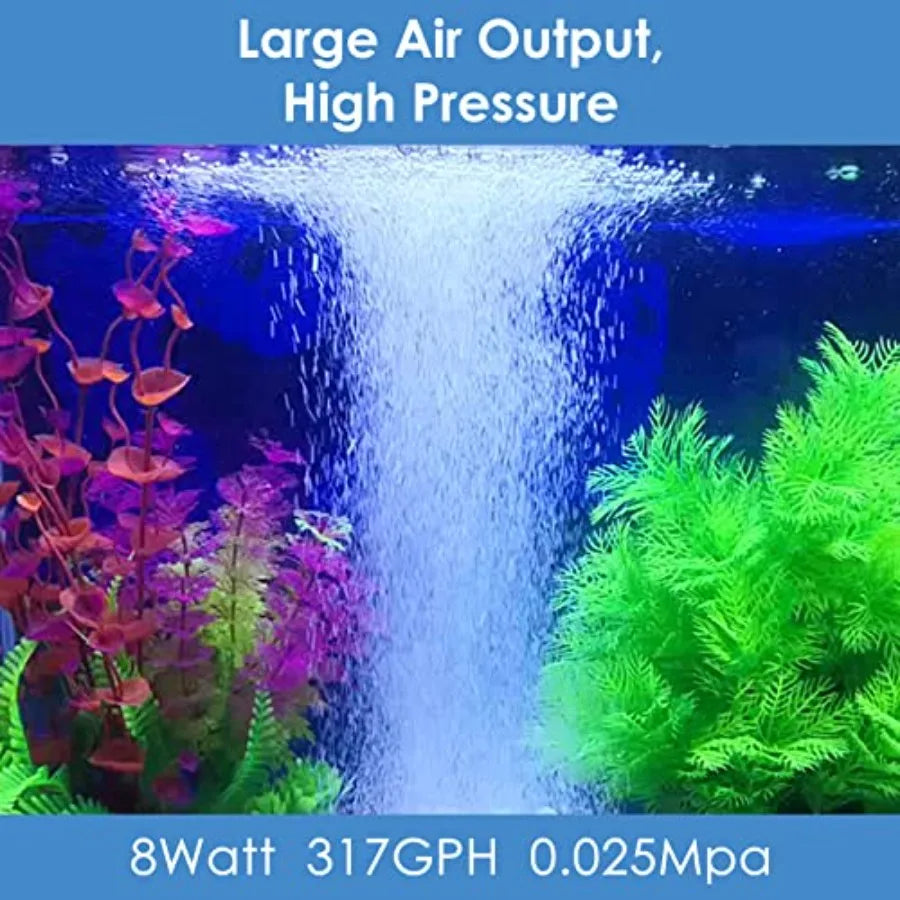 High-Pressure Aquarium Air Pump – Quiet Oxygen Aerator for Fish Tanks, Ponds & Hydroponics (200–475 GPH)