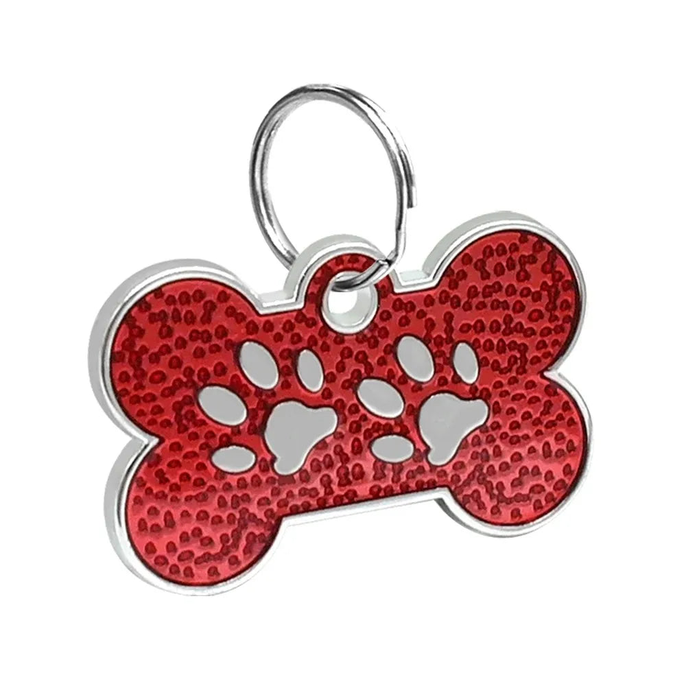 Custom Engraved Paw Print Pet ID Tag – Bling Name Tag for Dogs, Cats & Kittens