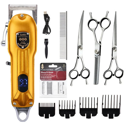 Professional All-Metal Dog Hair Clipper – Rechargeable Low-Noise Pet Grooming Trimmer for Dogs & Cats