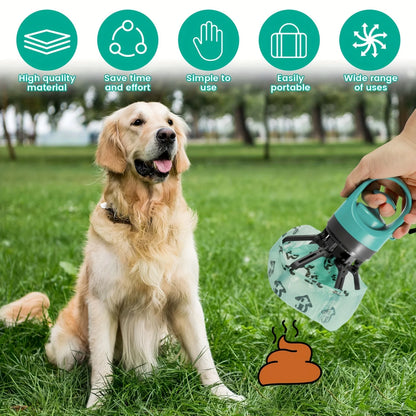 5pcs Portable Dog Poop Scooper with Bag Dispenser - Durable Plastic, Teal, Claw Design for Efficient Waste Pickup, Includes Leak-Proof Bags, Ideal for Outdoor Use