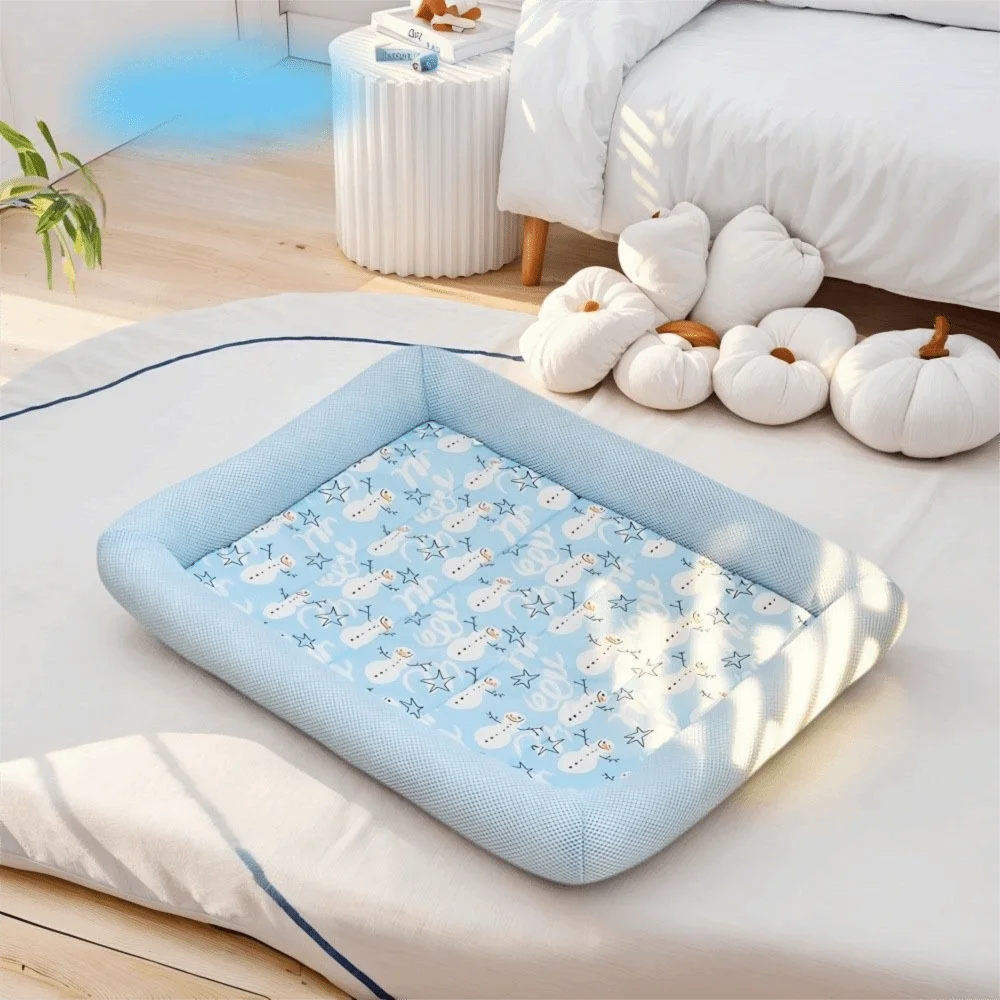 Square Pet Cooling Bed – Soft Breathable Non-Slip Washable Sleeping Pad for Dogs, Cats & Puppies, All-Season Comfort