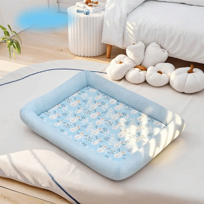 Square Pet Cooling Bed – Soft Breathable Non-Slip Washable Sleeping Pad for Dogs, Cats & Puppies, All-Season Comfort