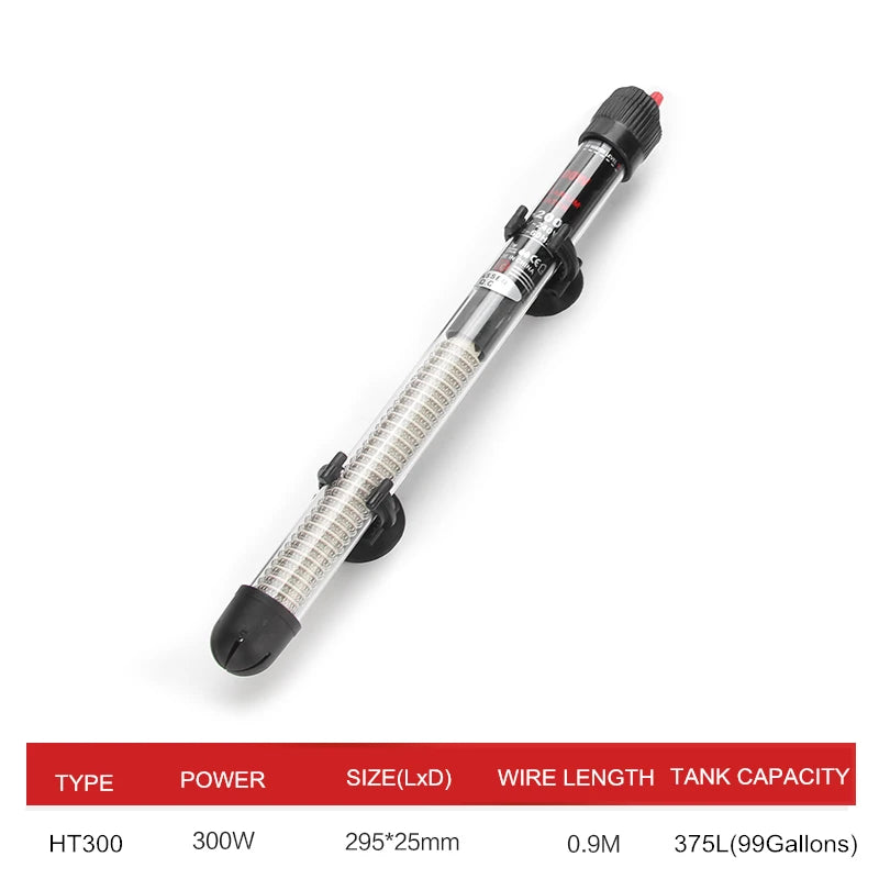 Adjustable Aquarium Heater – 25W/50W/100W/200W/300W Submersible Fish Tank Thermostat Heating Rod for Freshwater & Marine Aquariums