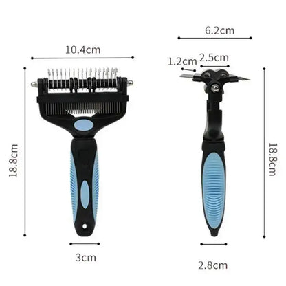 3-in-1 Pet De-shedding Brush – Dog & Cat Hair Remover, Detangling Comb and Fur Grooming Tool