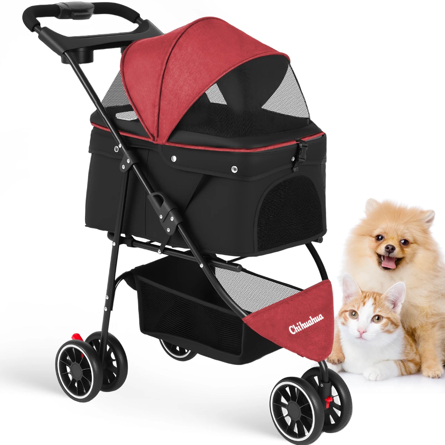 Foldable Pet Stroller – Portable Travel Stroller for Small Dogs, Puppies & Cats