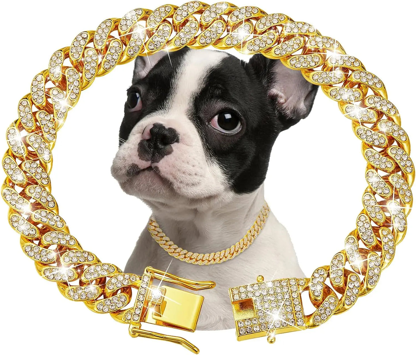 Luxury Gold Metal Chain Dog Collar – Stylish Pet Jewelry Necklace for Small, Medium & Large Dogs and Cats