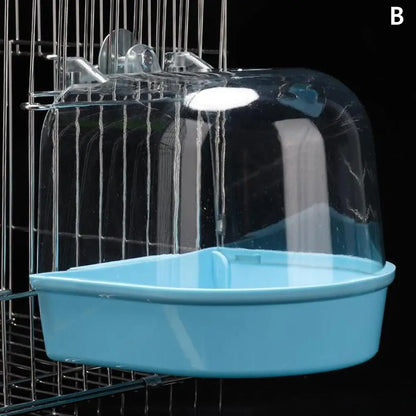Clear Hanging Bird Bath for Cages – Transparent Bathtub for Parakeets, Budgies, Canaries & Cockatiels