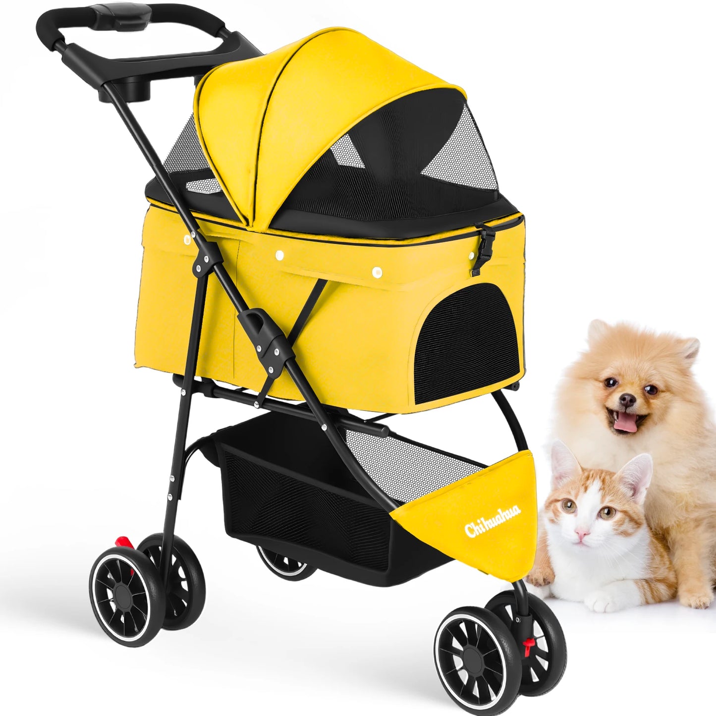 Foldable Pet Stroller – Portable Travel Stroller for Small Dogs, Puppies & Cats