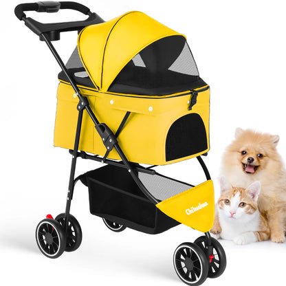 Foldable Pet Stroller – Portable Travel Stroller for Small Dogs, Puppies & Cats