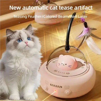 Smart Interactive Cat Toy – USB Rechargeable Automatic Rotating Feather Toy for Indoor Cats & Kittens, Exercise & Training