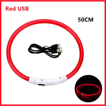 USB Rechargeable LED Glowing Dog Collar – Adjustable Light-Up Safety Collar for Small & Large Dogs and Cats