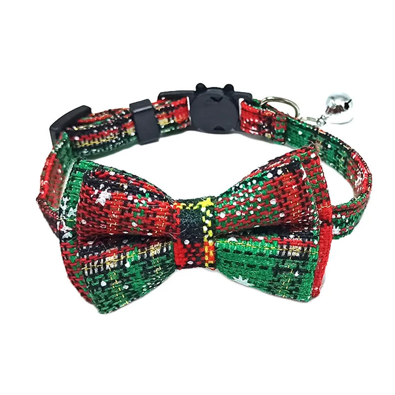 Plaid Breakaway Cat Collar with Bow Tie & Bell – Adjustable Safety Collar for Cats and Kittens
